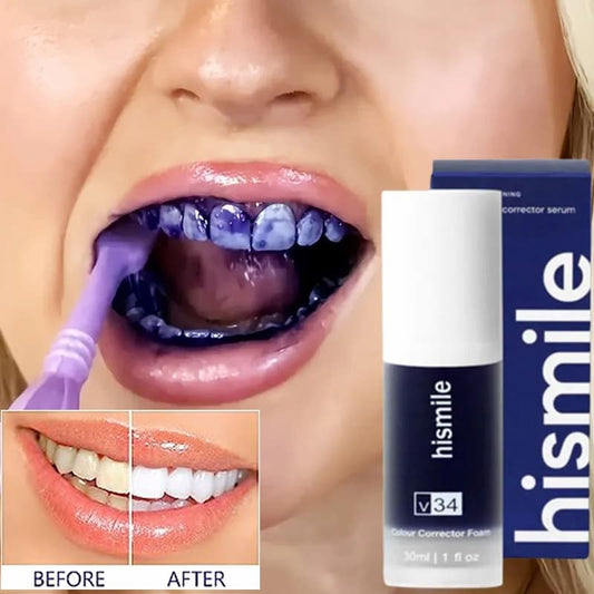 Hismile v34 Color Corrector Toothpaste - Instant Teeth Whitening with Free Tooth Brush