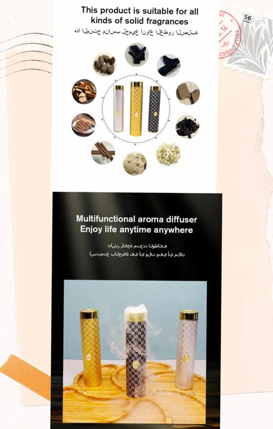 Multifunction Aroma Diffuser Mini Electronic Incense Burner ortable Pencil Burner, Rechargeable USB Aroma Diffuser, Car Bakhoor Burner, Arabic Incense Holder