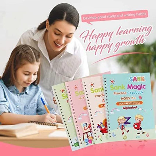 Set of 4 Reusable Sank Magic Practice Copybook For Kids