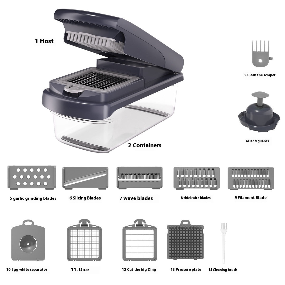 ullstar The Original Pro Chopper - Vegetable Chopper and Spiralizer, Food Chopper with Container, Fruit Slicer, Kitchen Gadgets & Accessories, Home Essentials (4 in 1, White)