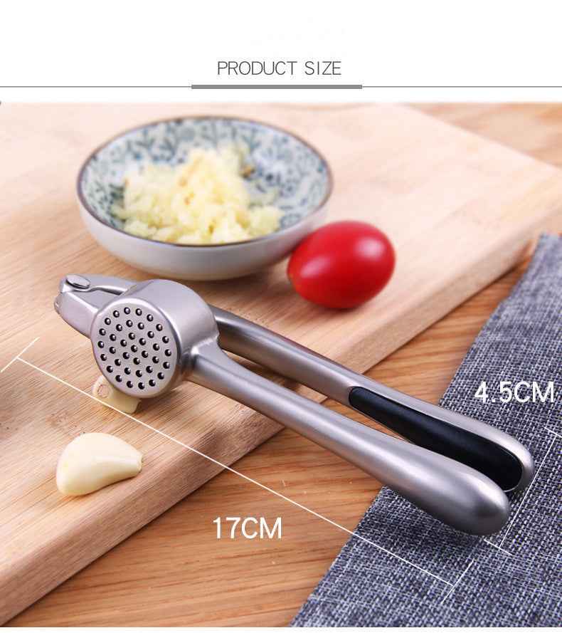 Zulay Kitchen Premium Garlic Press Set - Rust Proof & Dishwasher Safe Professional Garlic Mincer Tool - Easy-Squeeze, Easy-Clean with Soft, Ergonomic Handle - Silicone Garlic Peeler & Brush (Silver