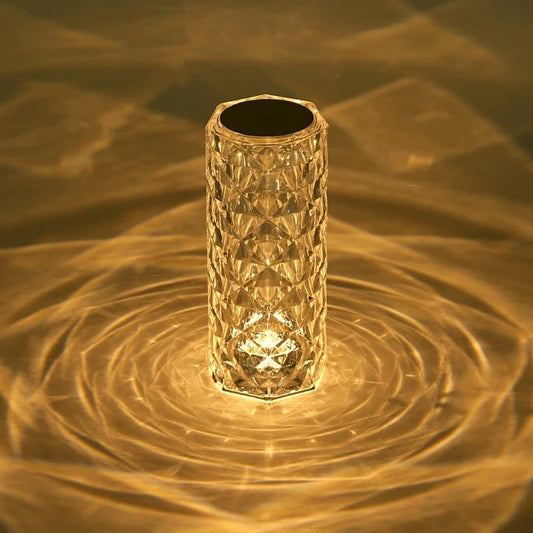 Crystal Diamond Lamp, 3 Color Changing Rose Crystal Diamond Table Lamp, USB Rechargeable Touch Bedside Lamp Night Light, for Bedroom Living Room Party Dinner Decor, without remote