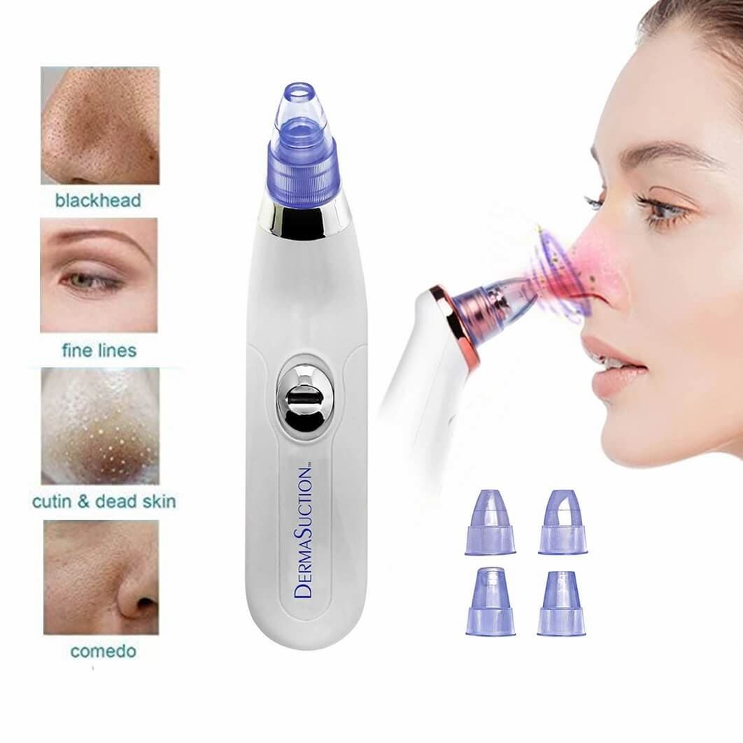 Derma Suction Pore Cleaning Device With Vacuum Action Face Pore Cleaner Facial Beauty Equipment 4 in 1 Black Head Remover