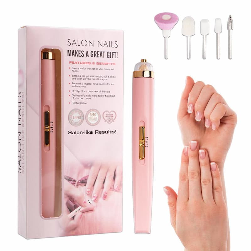 Flawless Salon Nails Kit, Electronic Nail File and Full Manicure and Pedicure Tool
