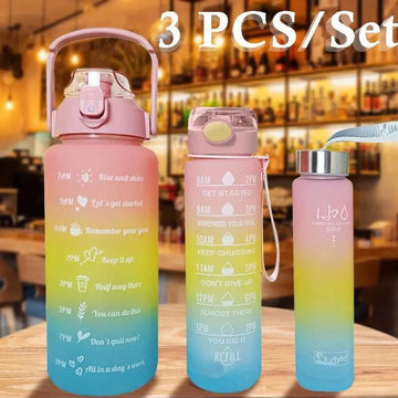 Set of 3 Water Bottles for Sports Gym Office and Home