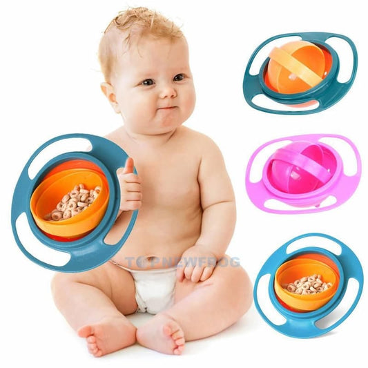 Pack of 2 Magic Gyro Bowl 360 Rotation Spill-Proof Infants Toddler Baby Kids Training Feeding