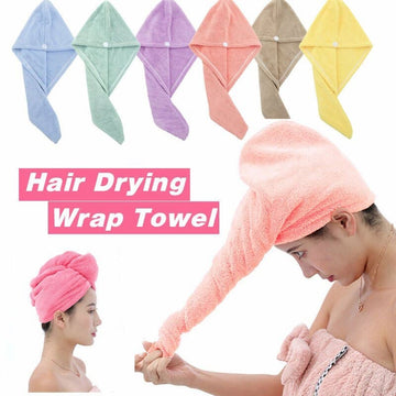 Pack of 3 Microfiber Bathing Quick Dry Hair Drying Towel Head Wrap Hat Super Absorbent Shower Cap