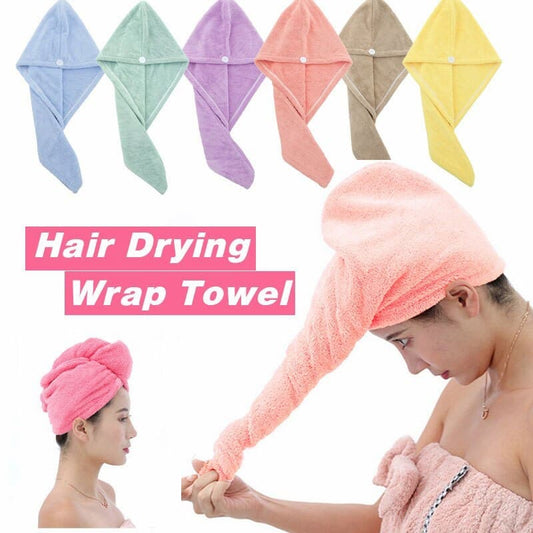 Pack of 3 Microfiber Bathing Quick Dry Hair Drying Towel Head Wrap Hat Super Absorbent Shower Cap