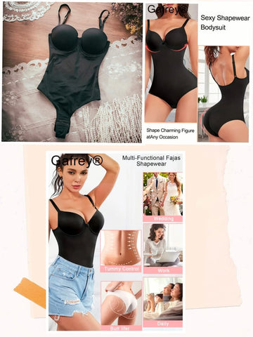 New Design Sexy Plus Size Firm Control High Waist T Back Body Shaper for Women, One Piece Tummy Shaping Bodysuits with Built-in Bra