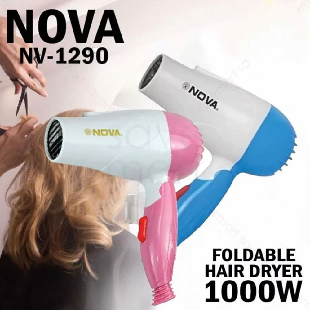 Nova 1290 Professional Foldable Hair Dryer 1000W (Multicolor)