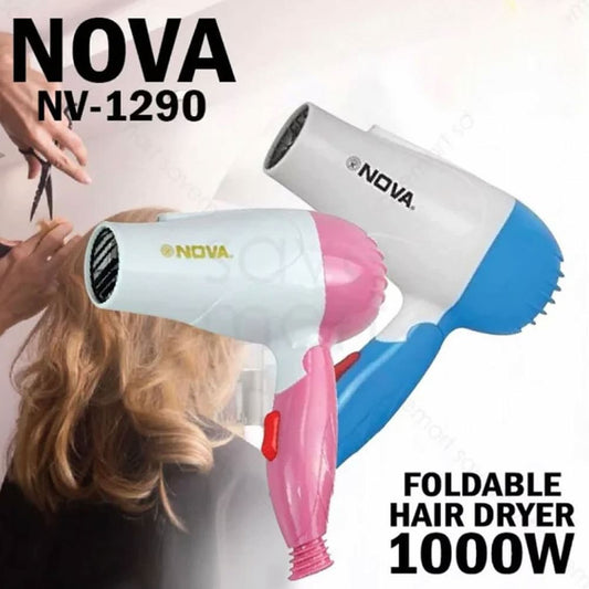 Nova 1290 Professional Foldable Hair Dryer 1000W (Multicolor)