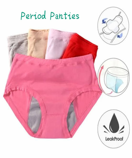 Pack of 3 Leak Proof Menstrual Panties of Large Size Cotton Panties Women Sexy Physiological Underwear Period Waterproof Briefs Multicolor