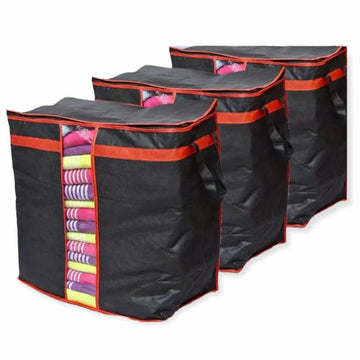 Pack of 4 storage bags- 100 gsm- black storage bags for wardrobe clothes- bags for cupboards