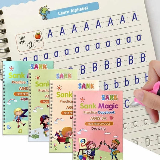 Set of 4 Reusable Sank Magic Practice Copybook For Kids